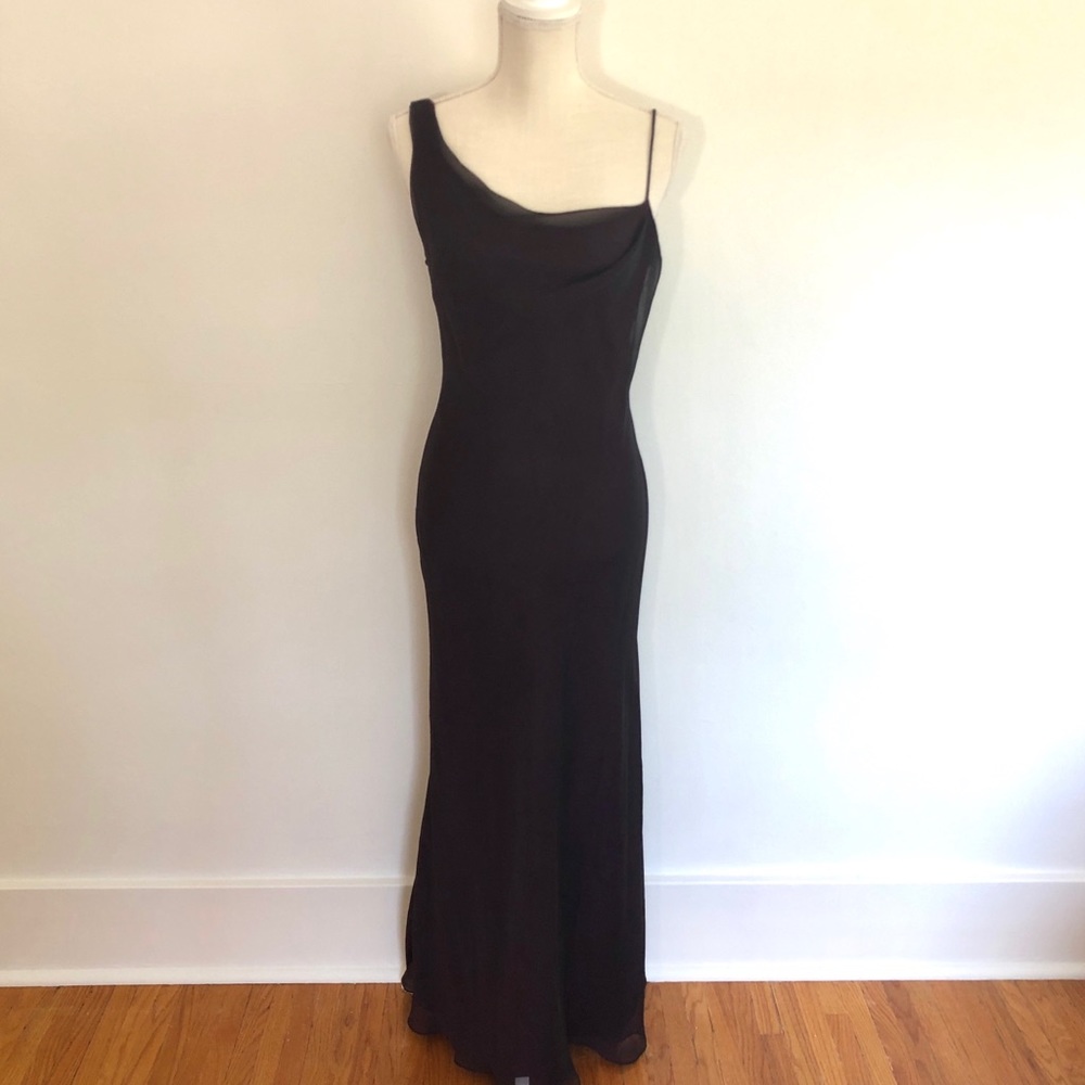 Betsy & Adam . Asymmetrical Drape Slip Dress